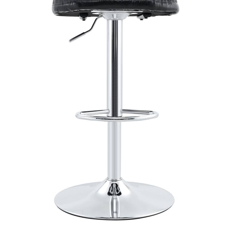 PU Leather Upholstered Bar Stools Set of 2, Adjustable Height Swivel Bar Stools, Dining Chairs with Chrome Base & Footrest