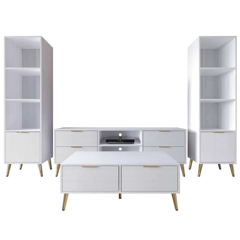 CraftPorch Elegance 4-Piece Living Room Set - White