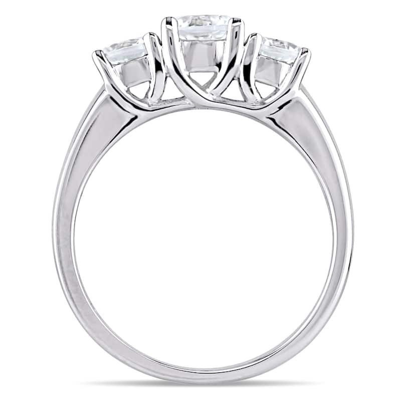 Miadora 10k White Gold 1 1/3ct TW Created White Sapphire 3-stone Engagement Ring