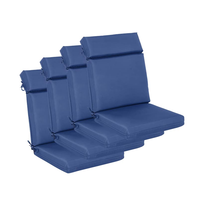 Aoodor 4Pcs Outdoor Cartridge High Back Dining Chair Cushion Set - Navy Blue