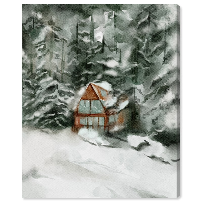 Art Remedy Winter In December Gallery Wrapped Landscape 1 Piece Canvas Wall Art Watercolor Style - 30 x 36