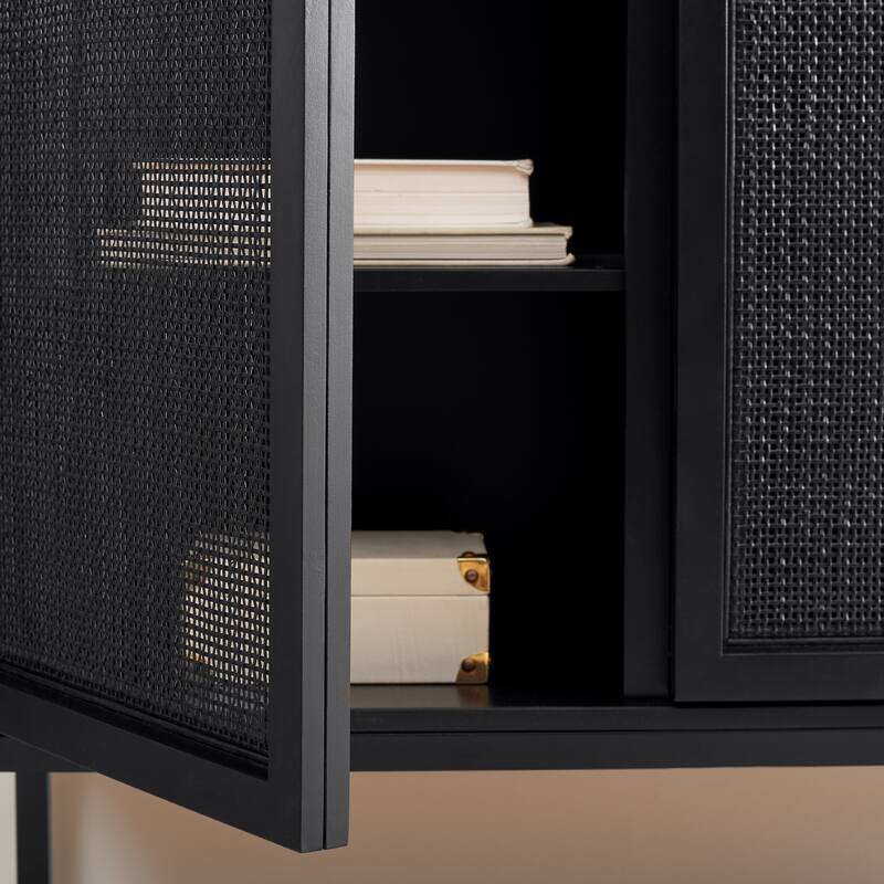 SAFAVIEH Tabetha 2-Shelf Rattan Sideboard - 54 In. W x 15 In. D x 33 In. H - 54Wx15Dx33H