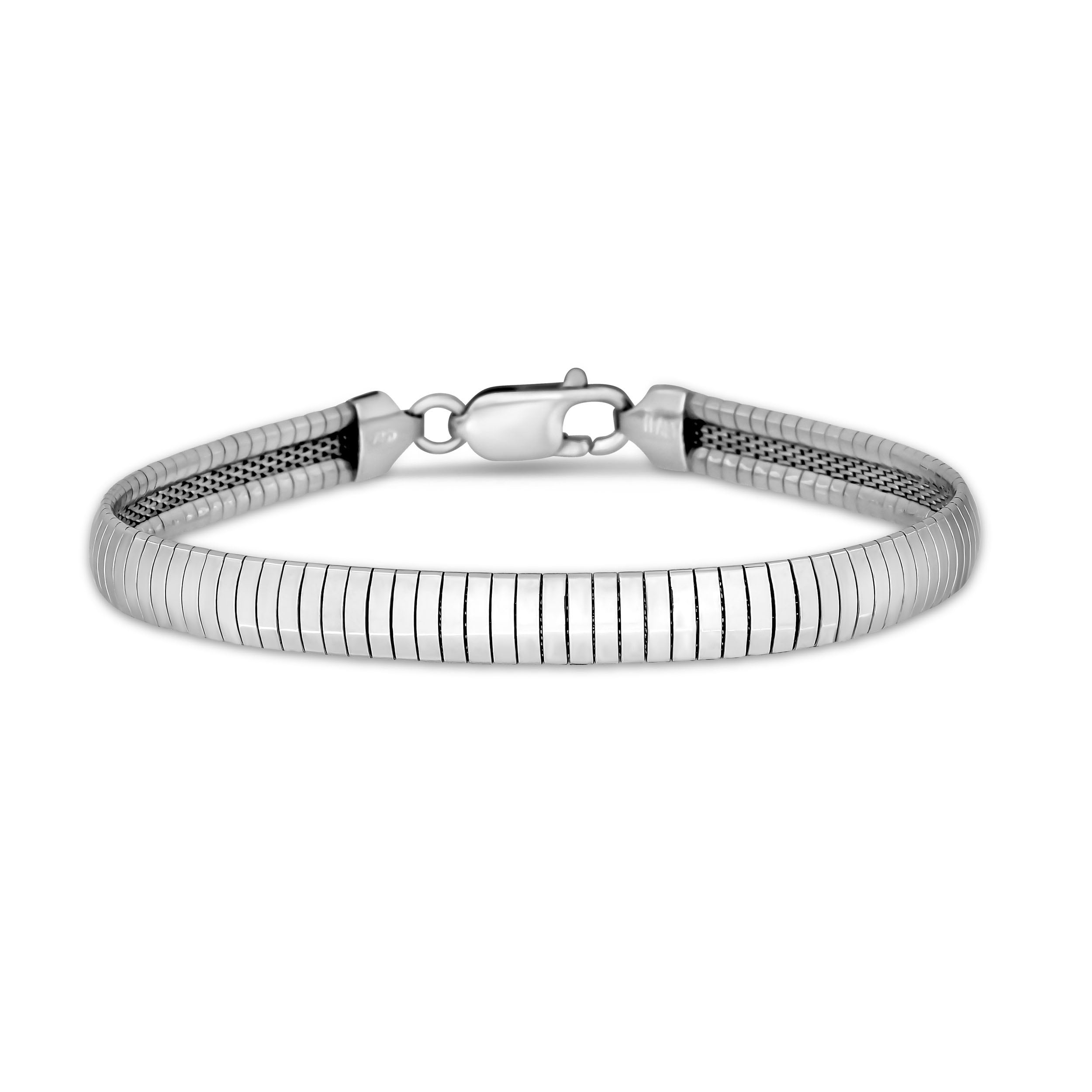 Au Naturale Italian Sterling Silver Omega Bracelet (6 mm, 7.5 inches)