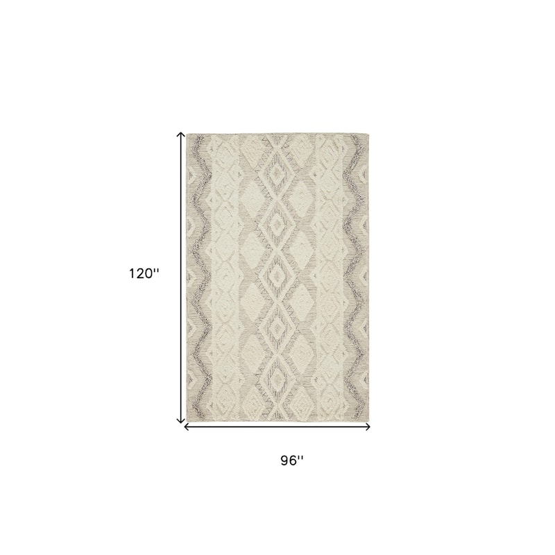 Zuba Hand Tufted Geometric Modern Stain Resistant Durable Area Rug By HomeRoots - 8' x 10'