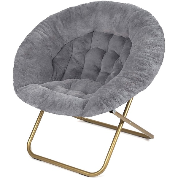 slide 2 of 8, Milliard Cozy X-large Faux Fur Saucer Chair Grey