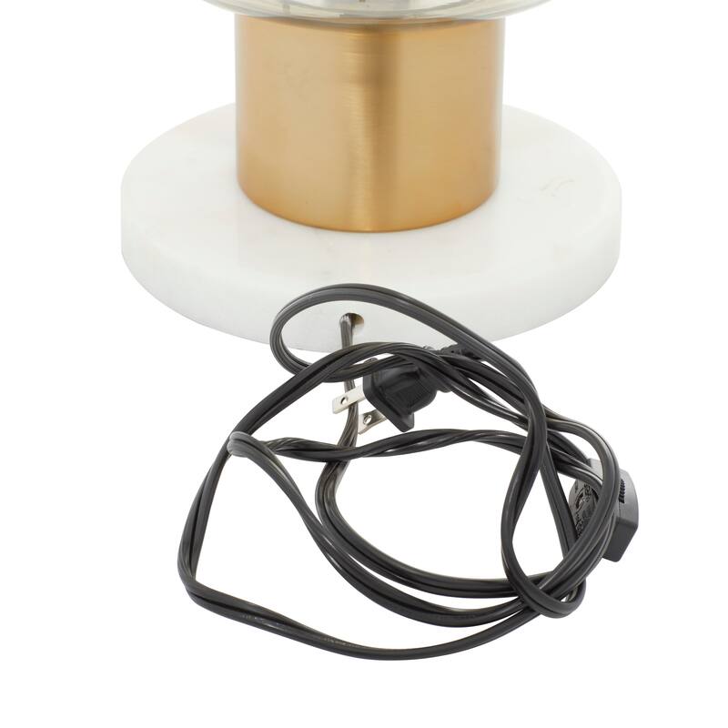Gold Metal Room Table Lamp with Clear Dome Shaped Shade and Marble Base - 10 x 10 x 16