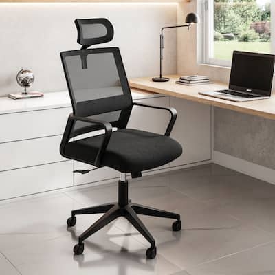 Modern Ergonomic Office Chair with Lumbar Support, Adjustable Headrest, Breathable Mesh Back and Non-Marking Casters