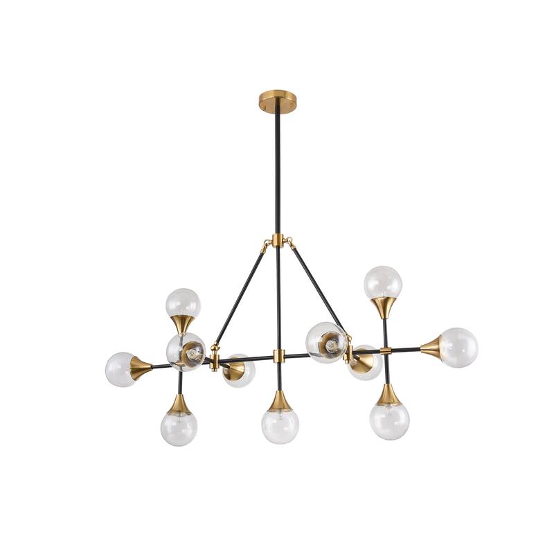 11 Light Black Metal Ceiling Fixture With Clear Glass Shades