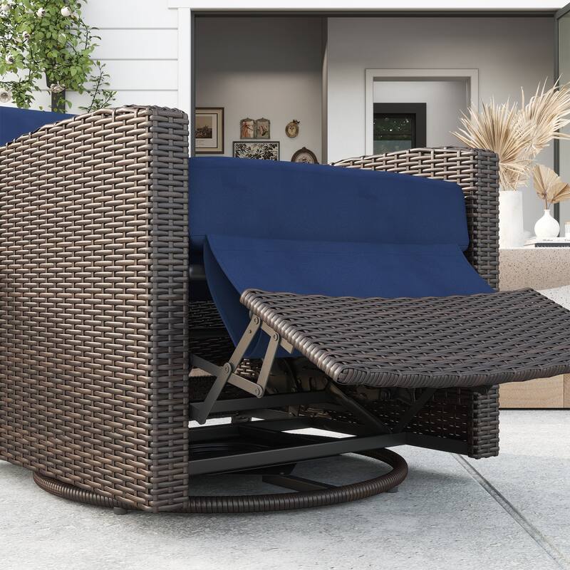 Outsunny Outdoor Wicker Swivel Recliner Chair (Excluding the table)