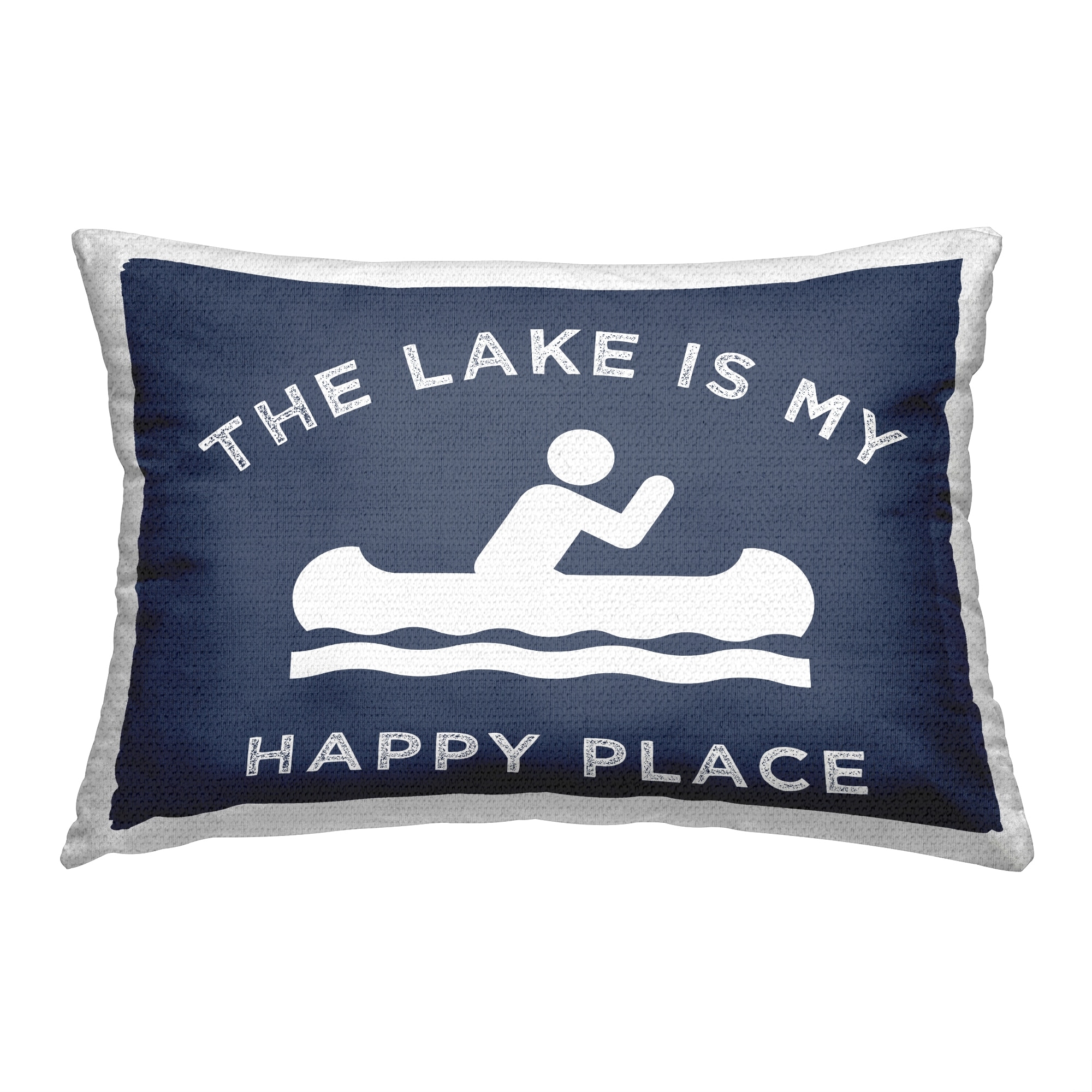 Stupell Lake Happy Place Phrase Printed Outdoor Throw Pillow Design by Lil' Rue