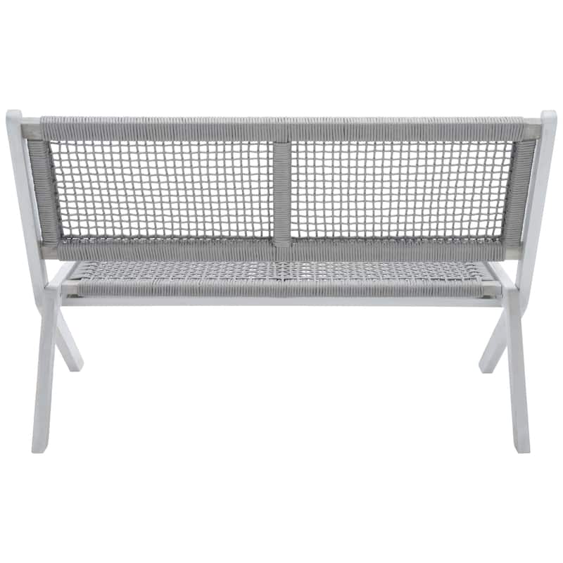 SAFAVIEH Cimen Outdoor Solid Wood Foldable Bench - 45Wx30Dx30H - Grey