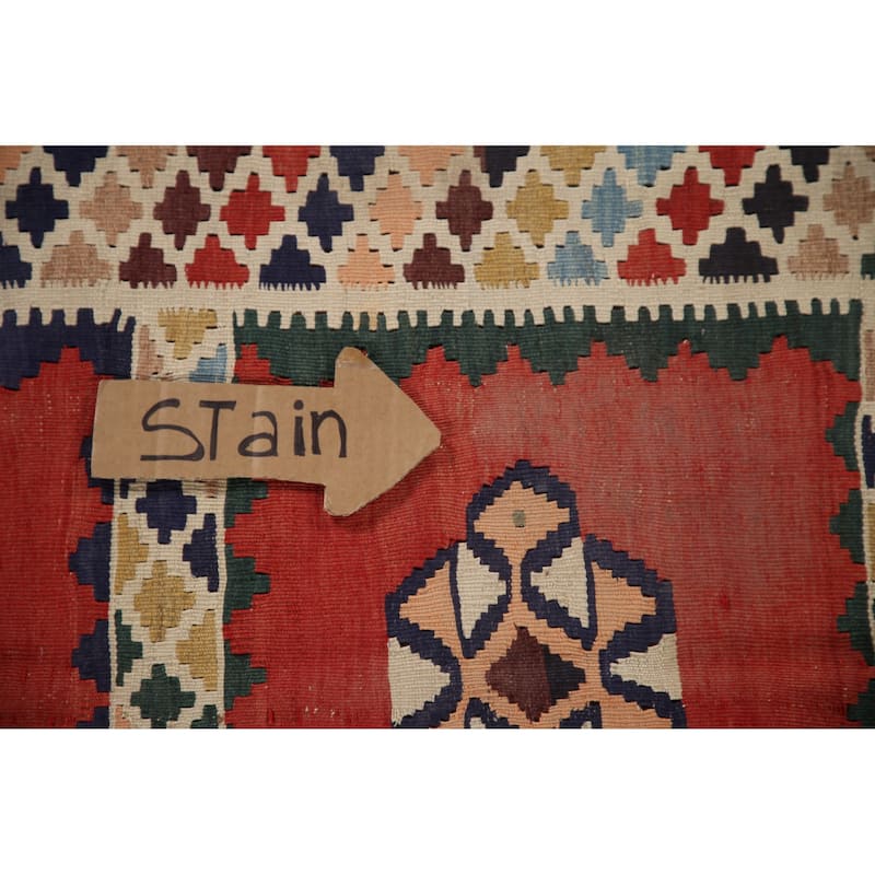 Vegetable Dye Kilim Qashqai Persian Antique Area Rug - 4'8"x 9'3"