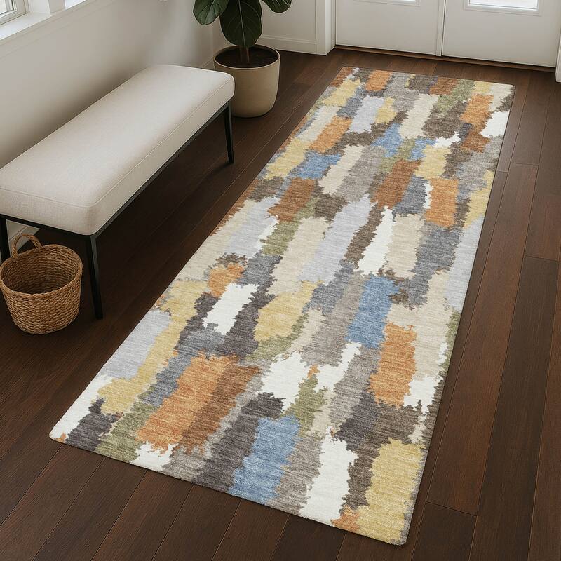 Machine Washable Indoor/ Outdoor Contemporary Stacks Chantille Rug
