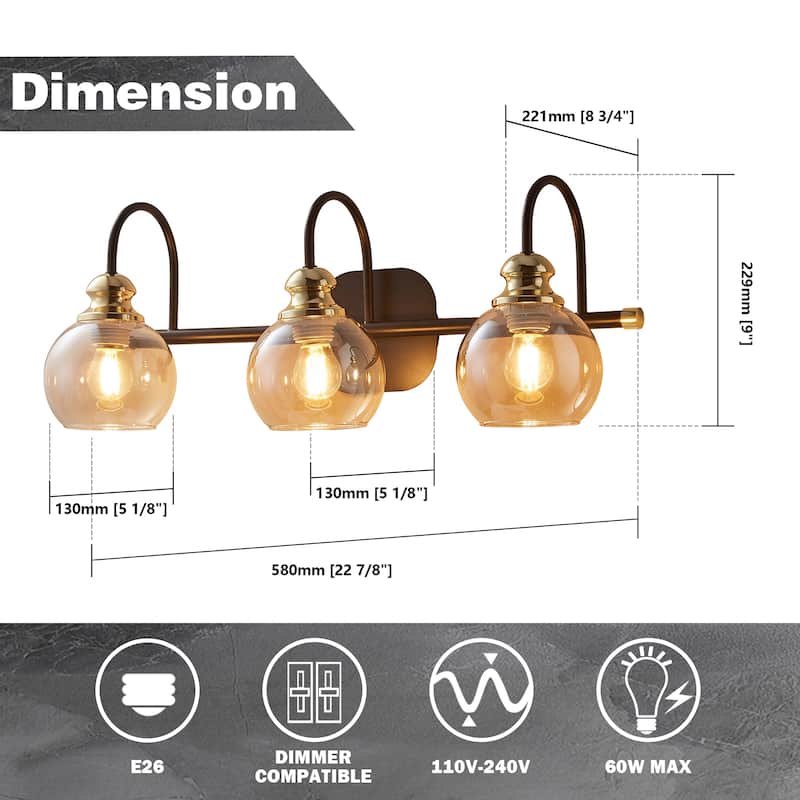 ExBrite Modern Rose Gold 3/4-light Bathroom Dimmable Crystal Vanity Lights Wall Sconces