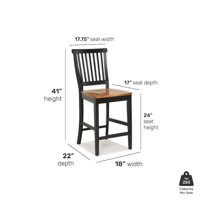 24 inch Black and Distressed Oak Bar Stool by Homestyles