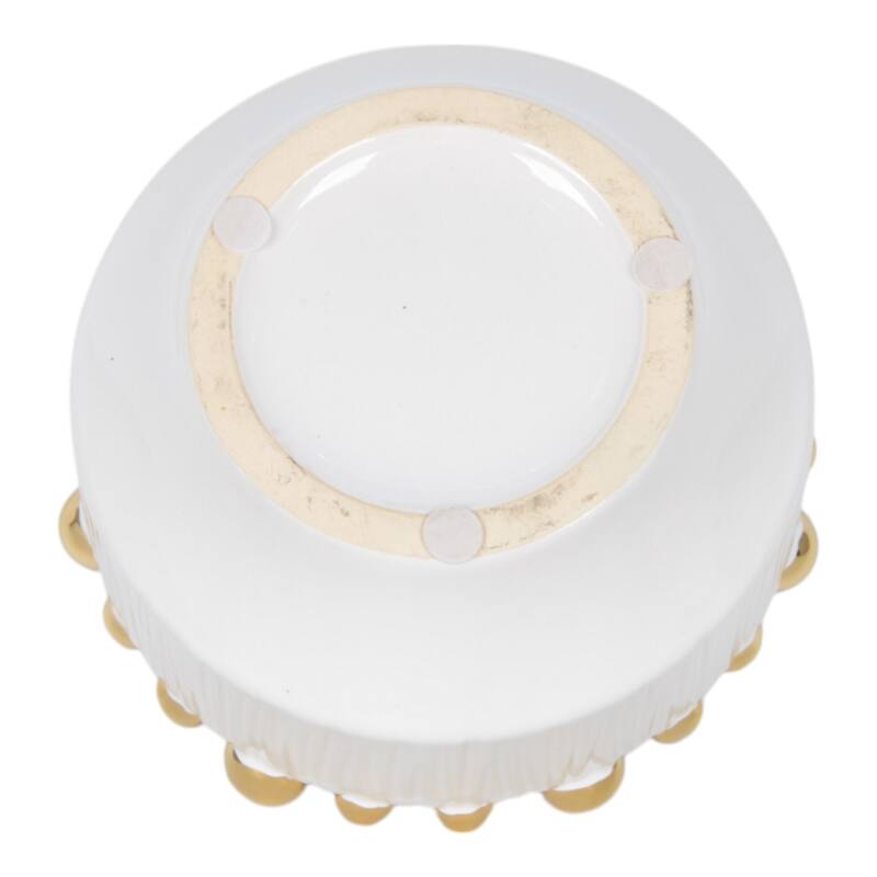 Ceramic Bowls Beaded Edge Elegant Craft Accent (Set of 3) - 4/5" White - 10" x 10" x 5"