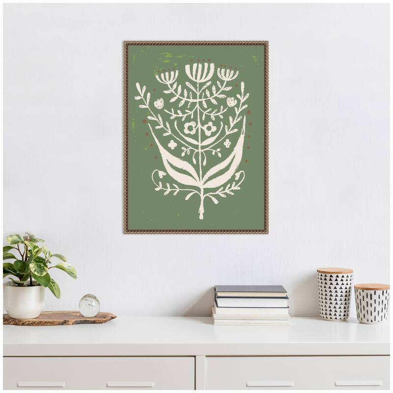 Kate and Laurel Bungalow Charm Green by Vicky Yorke Framed Canvas Wall Art Print