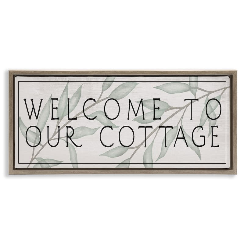 Stupell Rustic Cottage Welcome Framed Floater Canvas Wall Art Design By Lil' Rue - 25 x 11 - Brown