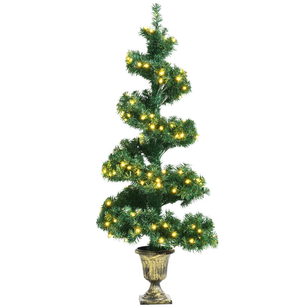 Gymax 4 ft Pre-Lit Spiral Topiary Christmas Tree Artificial Helical - See Details
