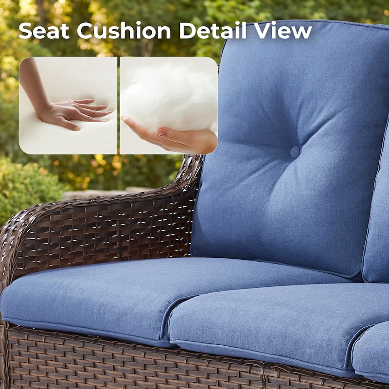 Pocassy Outdoor Patio Wciker Sofa Furniture Set of Chair Table.