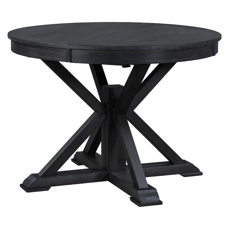 Retro Functional Extendable Dining Table with a 12" Leaf for Dining Room and Living Room