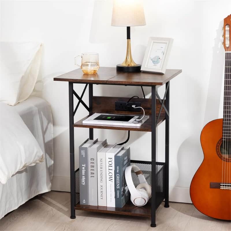Record Player Stand with Charging Station - 15.75"D x 15.75"W x 25.59"H