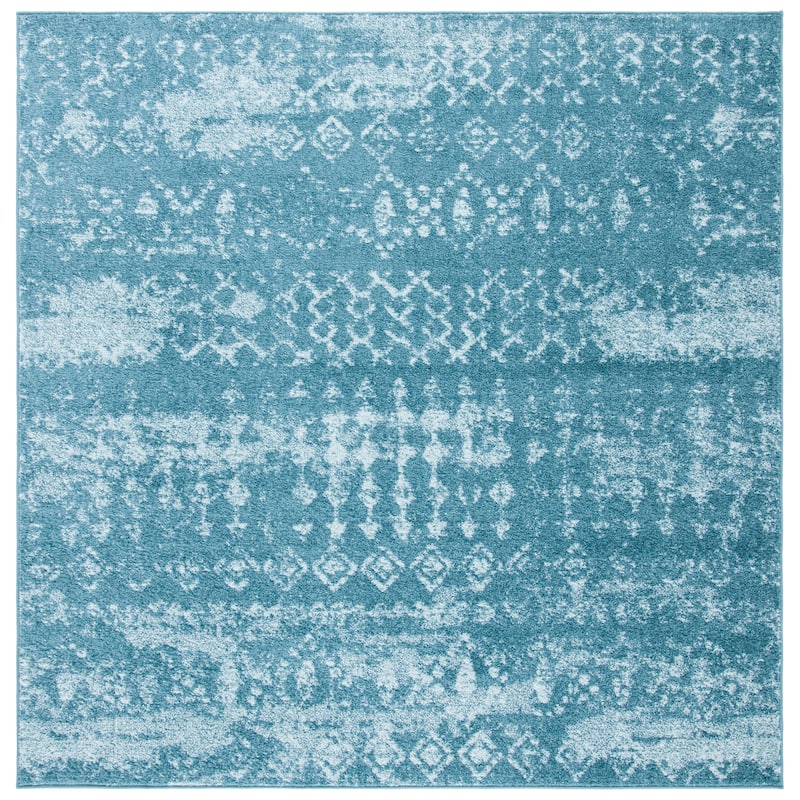 SAFAVIEH Tulum Cordie Boho Moroccan Distressed Rug - 6'7" Square - Turquoise/Blue