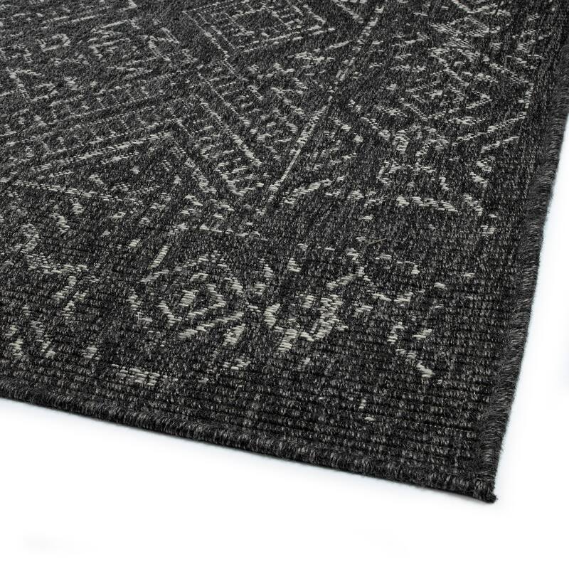 Modern Transitional Geometric Southwestern Textured High-Low Cut & Loop Rectangle Area Rug - 5.3x 7.6