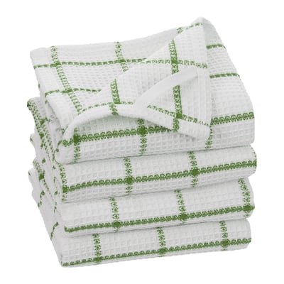 Fabstyles Solo Waffle Cotton Kitchen Towel Set of 4 - 18x28