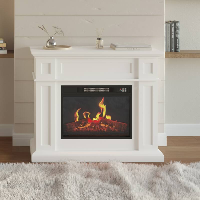 Northwest Electric Fireplace with Mantel - White, Traditional Flair