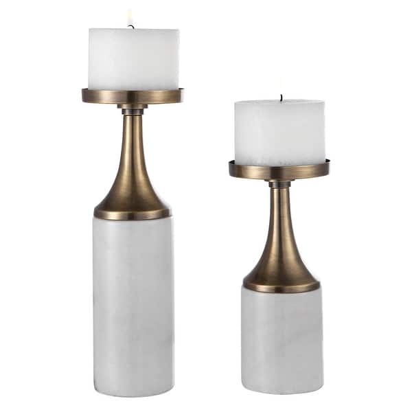 slide 2 of 3, Uttermost Castiel Marble Candle Holders (Set of 2)