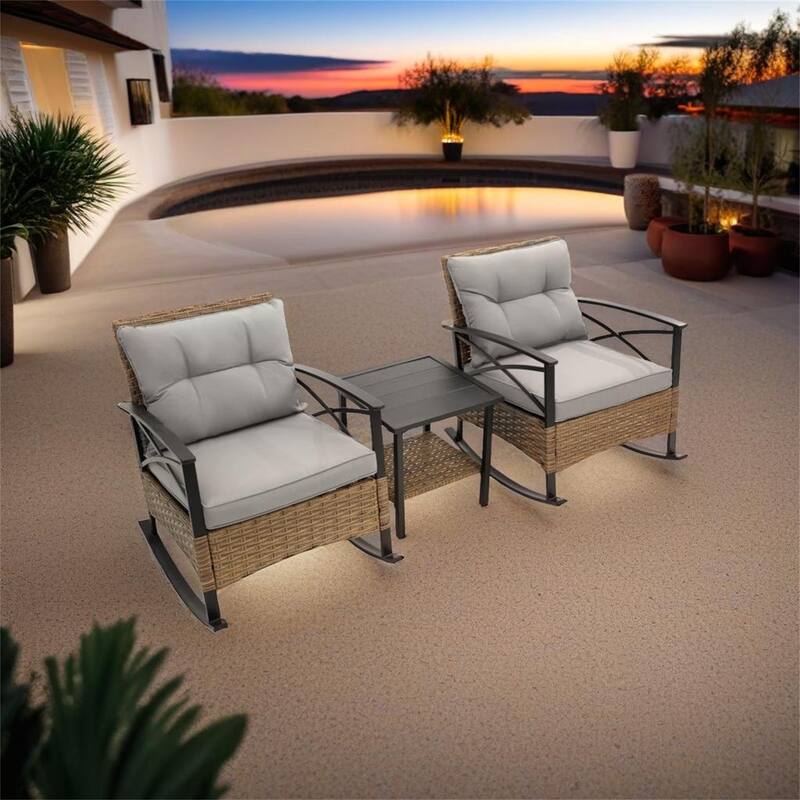 Leisure Chair Outdoor Rattan Rocking Chair Set