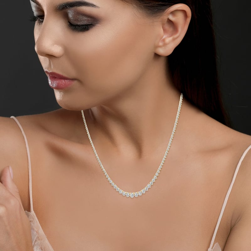 Marquee 7 Carat TW Graduated Lab Grown Diamond Tennis Necklace in 14K Yellow Gold