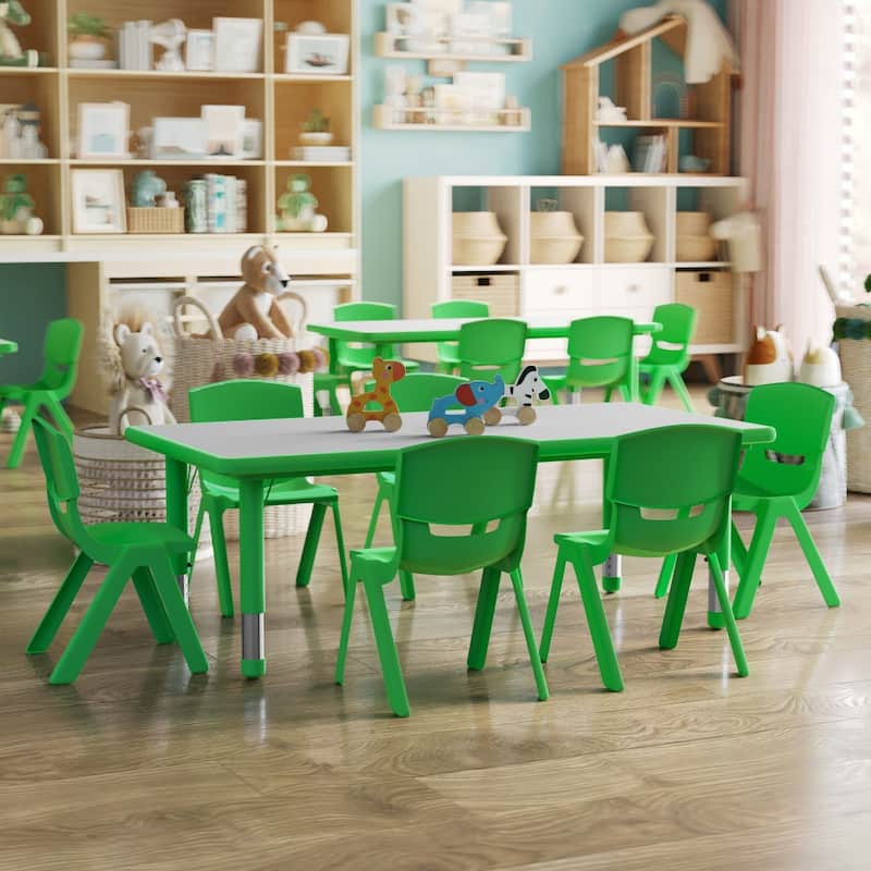 23.625"W x 47.25"L Rectangle Plastic Activity Table Set with 6 Chairs