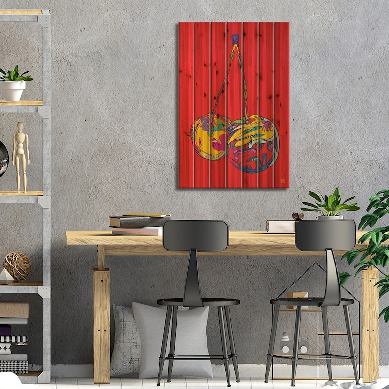 Cherries Print On Wood by TECHNODROME1 - Multi-Color