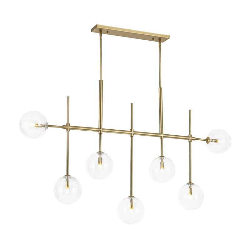 7-Light Handblown Glass Globe Modern Linear Chandelier