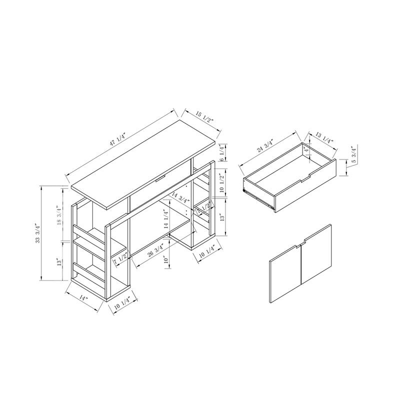 Modernize Kitchen Buffet Organizing Cabinet with 4 Shelves, White & Dark Taupe