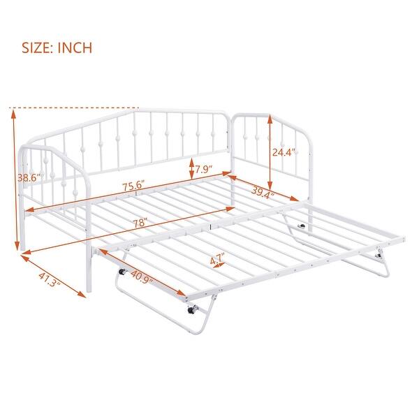 White Metal Frame Twin Daybed with Triangular Design Guardrail Bed