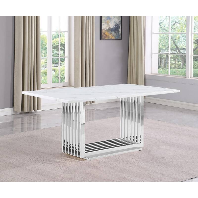 Best Quality Furniture D310/1-SC320-7 Dining Set with 68" White Marble Top