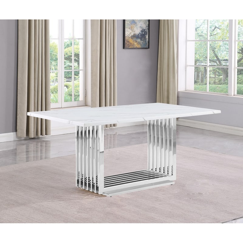 Best Quality Furniture D310/1-SC340-7 Dining Set with 68" White Marble Top