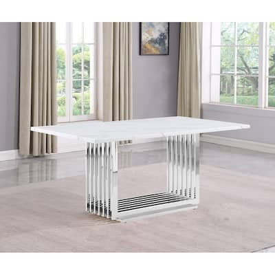 Best Quality Furniture White Marble Top Dining Table with Stainless Steel Base