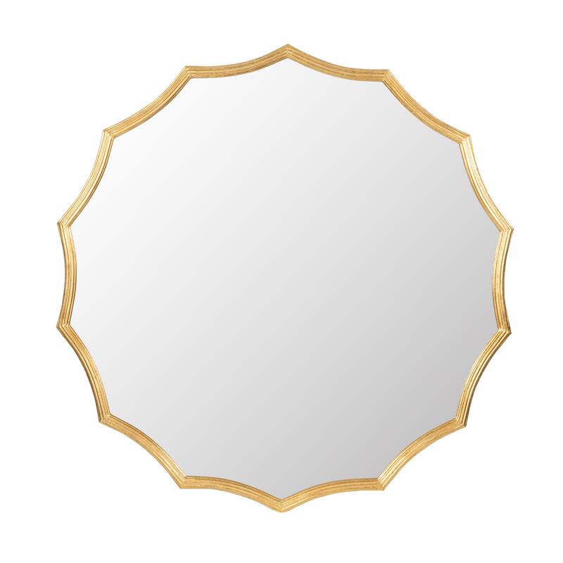 Round Sunburst Wall Mirror with Gold Finish