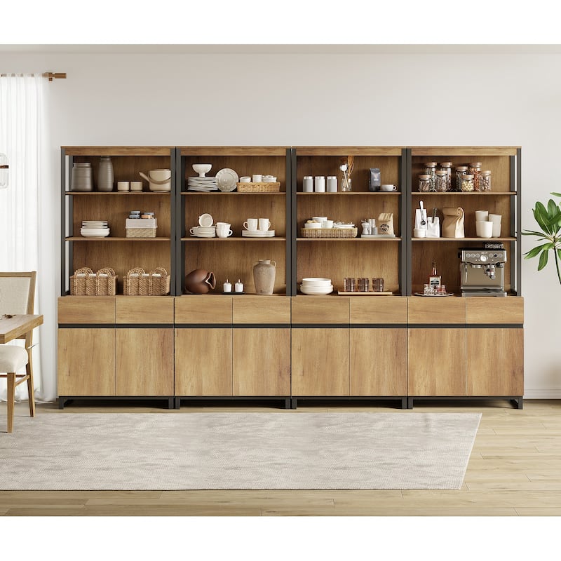 WAMPAT Modern 72" Tall Bookcase with Metal Base and Adjustable Shelves, Library Book Shelf with Storage Cabinet