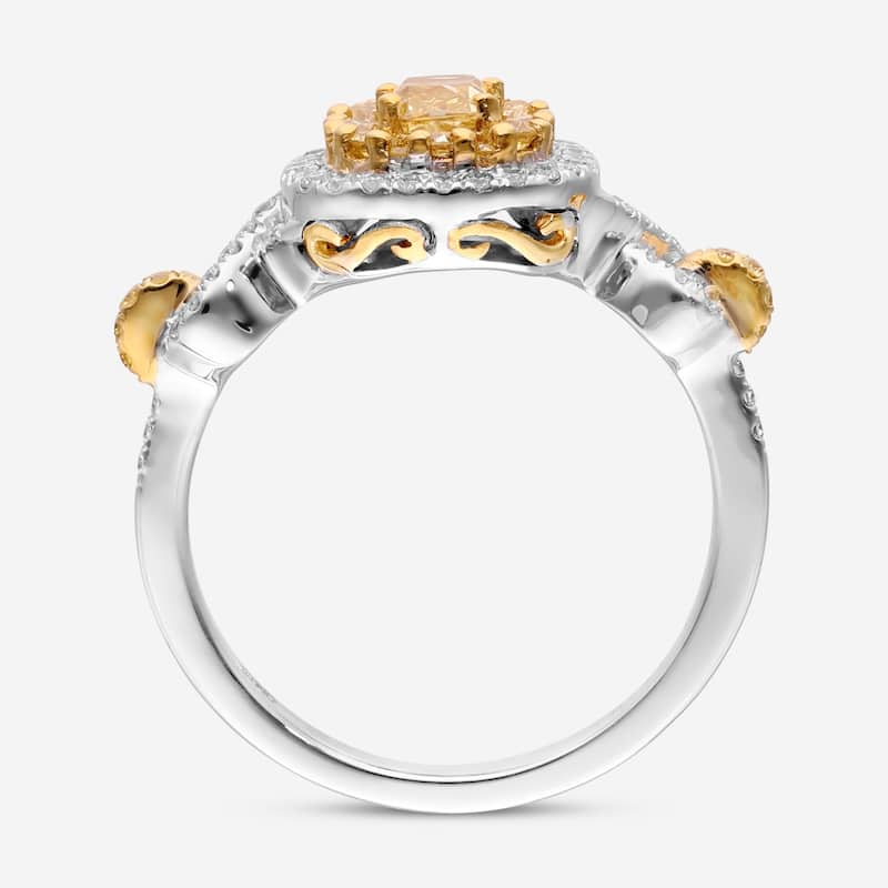 Gregg Ruth 18K Gold, Fancy Yellow Diamond and White Diamond Engagement Ring Sz. 6.5
