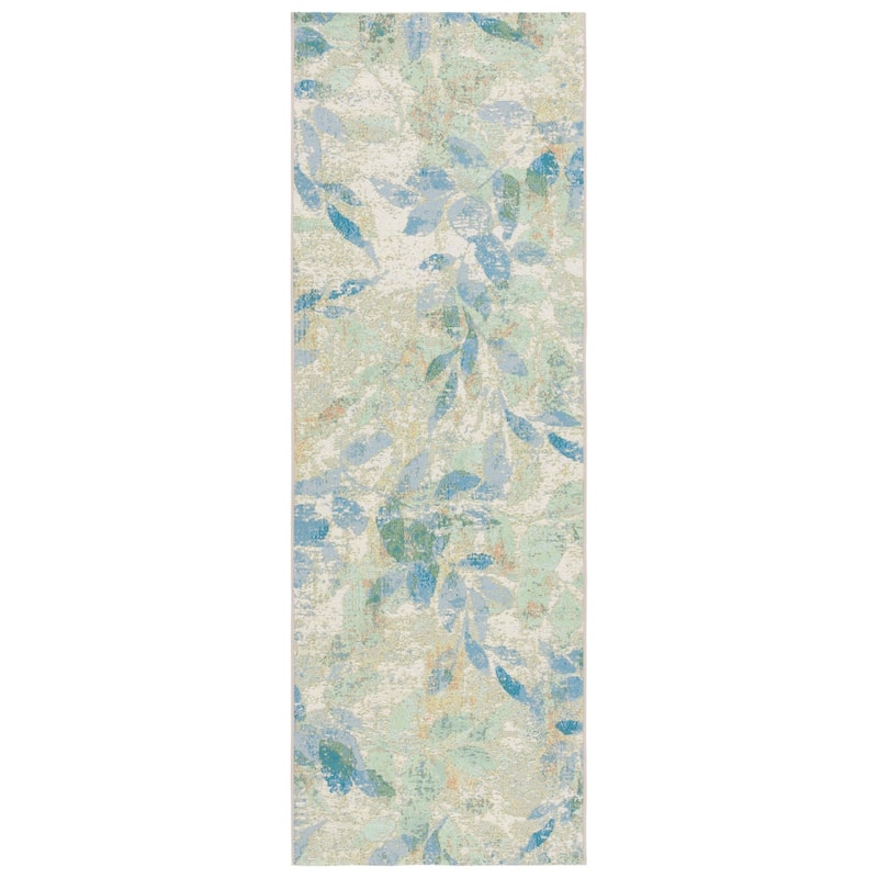 SAFAVIEH Barbados Katje Floral Rug - 2'8" x 8' Runner - Blue/Ivory