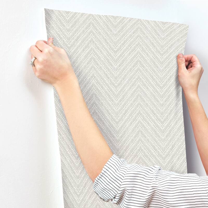 A-Street Prints Glynn Light Grey Chevron Wallpaper