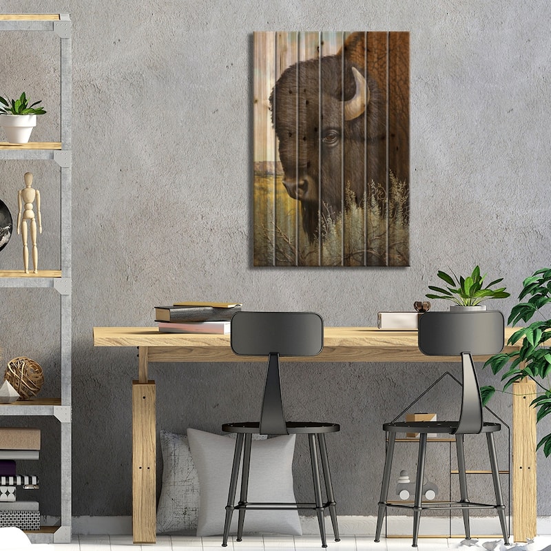 Monarch Of The Plains Print On Wood by Derk Hansen - Multi-Color