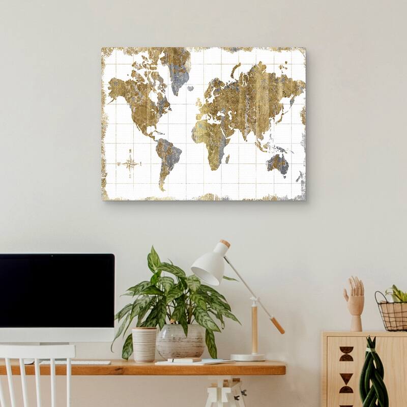 Gilded Map by Wild Apple Portfolio Canvas Art Print