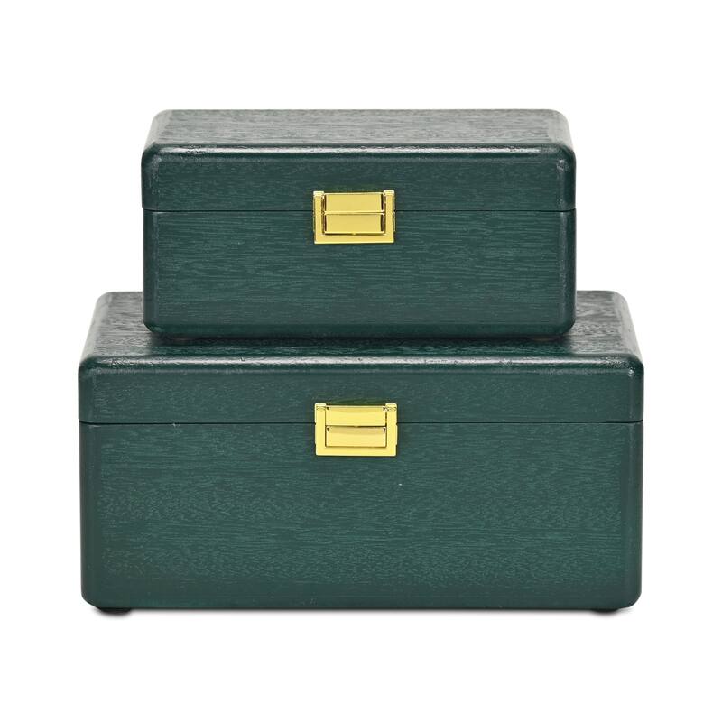 Sable Set of 2 Wooden Boxes with Gold Handles