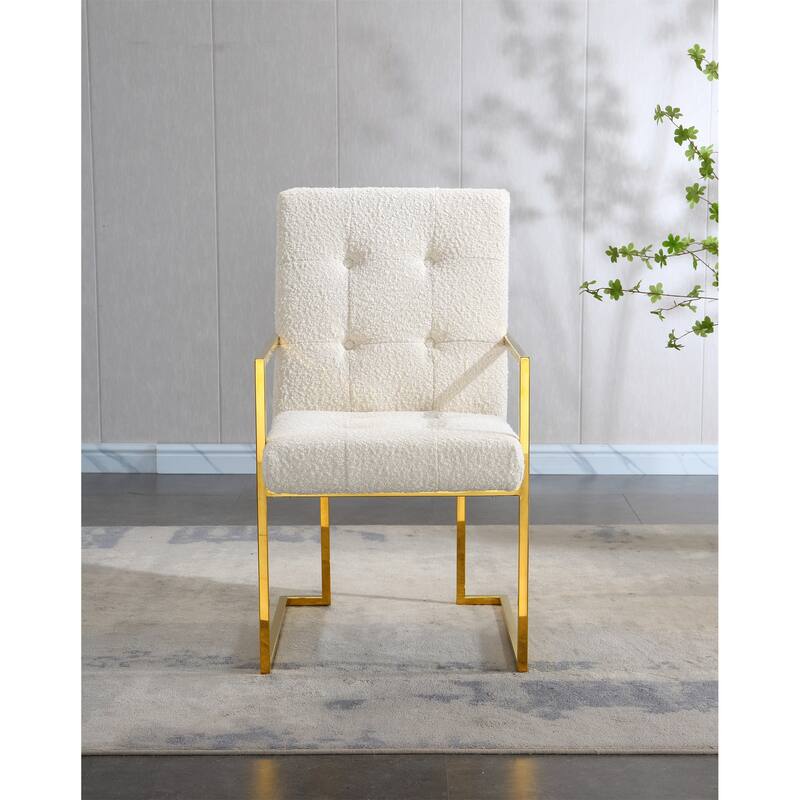 Velvet Dining Chair Tufted Design and Silver Finish Stainless Base